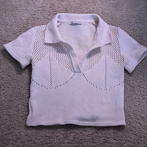 Zara crochet sweater cream top!